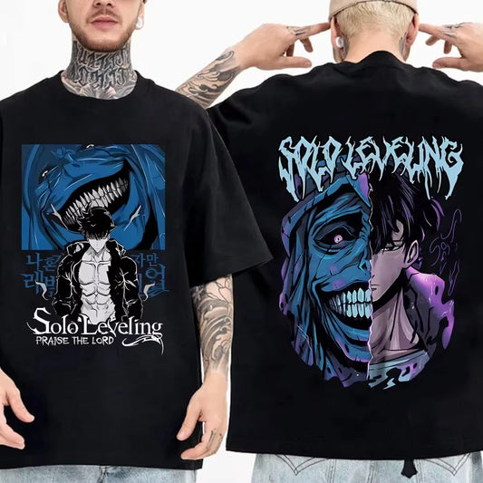 Solo Leveling: T Shirt Men Sung Jinwoo Graphic Tees Harajuku Short Sleeve