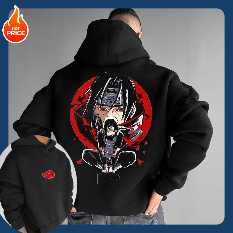 Naruto: Sasuke Loose Hoodie Japanese Anime Periphery  Autumn and winter unisex loose hoodie