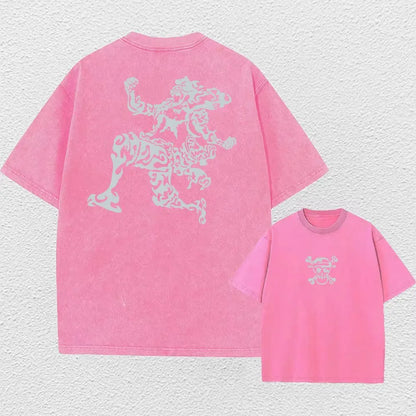 One Piece: Anime Print Washed T-shirt Men Hip Hop Streetwear Oversized Women Short Sleeved Graphic Tee Summer Harajuku Casual Top