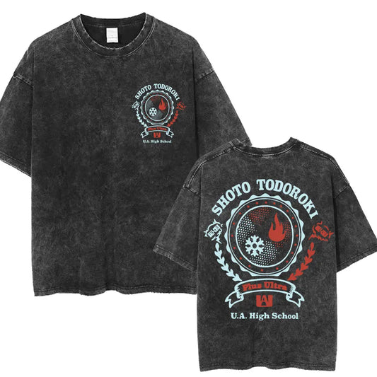 My Hero Academia: Todoroki Shoto Classic Manga T-shirt Men Women Oversized Cotton Tshirts Streetwear Anime  Washed Vintage T Shirt