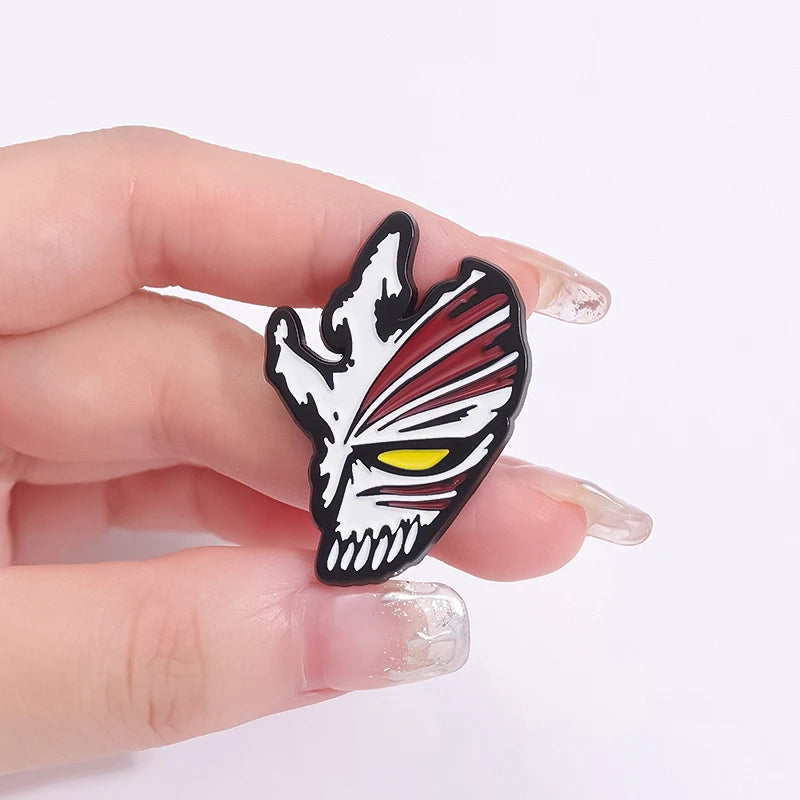 Bleach: Grim Reaper Mask Brooch Enamel Pin Custom Punk Skeleton Mask Badge Lapel Backpack Jewelry