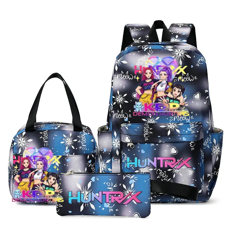 KPop Demon Hunters : Backpack 3pcs set School Bag Lunch Bag Pencil Case Girl Back To School Gift Leisure Mochila Teens Travel Bags
