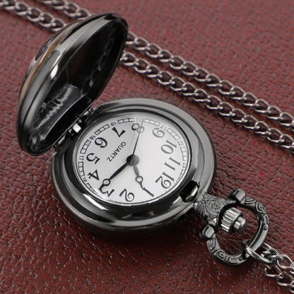 Solo Leveling Arabic Dial Black Glass Dome Quartz Pocket Watch Vintage Accessory Women Necklace Pendant Clock Men Gifts Relógio