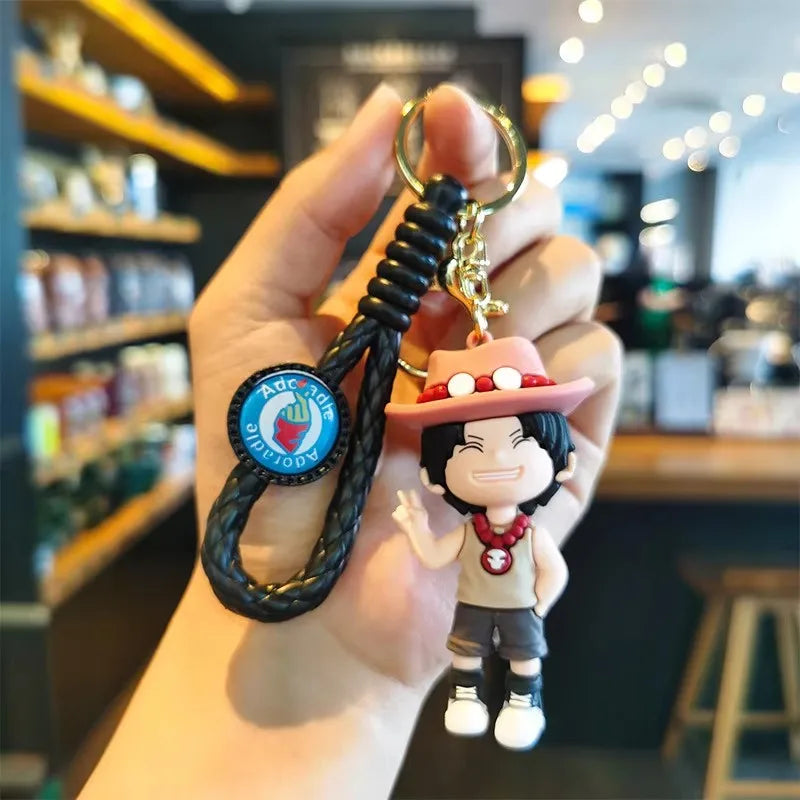 One Piece:MINISO  keychain pendant cartoon Luffy Dragon anime doll creative car keychain bag pendant accessories children's gift