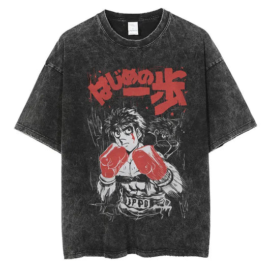 Hajime No Ippo: Kamogawa Boxing Gym T-Shirt Makunouchi Takamura Fighting KGB Tshirt Oversized Cotton Summer T-Shirts