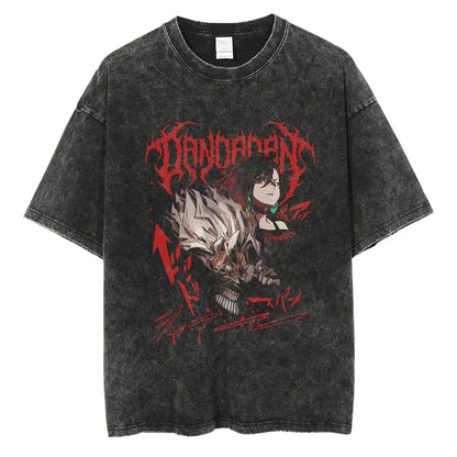 Dandadan :26 Anime Okarun Ken Takakura Print Washed Tshirt Men Manga Vintage T-shirts Oversized Cotton T Shirt Harajuku Male Tops