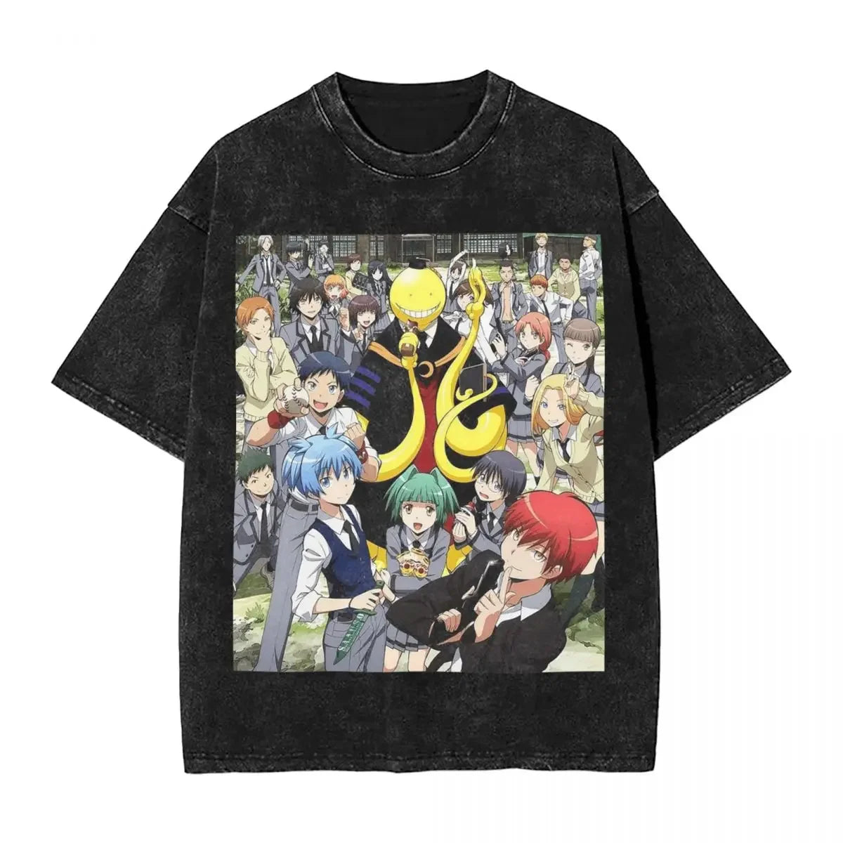 Assassination Classroom: Octopus Koro Sensei Hip Hop Short Sleeve T-Shirts Washed Tops Tees Streetwear T Shirt Printed