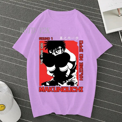Hajime No Ippo: Kamogawa Boxing Gym T Shirt Men Women Crew Neck Casual Tops Tees Makunouchi Takamura KGB Graphic T-Shirts