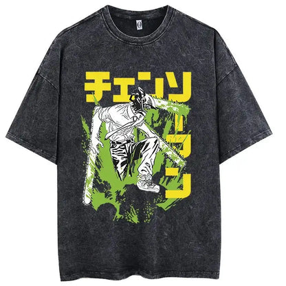 Chainsaw Man: Shark Slayer T-shirt Anime Shirt Vintage Men's T-shirt Pure Cotton Leisure Sports Harajuku Summer New 2025