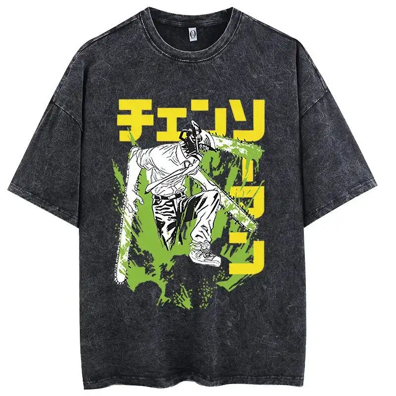 Chainsaw Man: Shark Slayer T-shirt Anime Shirt Vintage Men's T-shirt Pure Cotton Leisure Sports Harajuku Summer New 2025