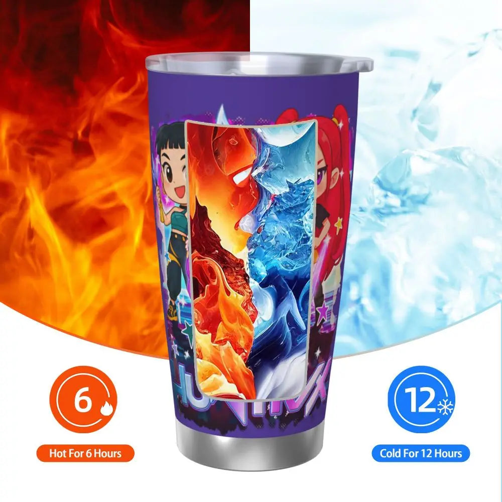 KPop Demon Hunters - Derpy  Insulated Tumbler with Lid Vacuum Thermal Mug Outdoor Travel Car Bottle Cup, 20oz