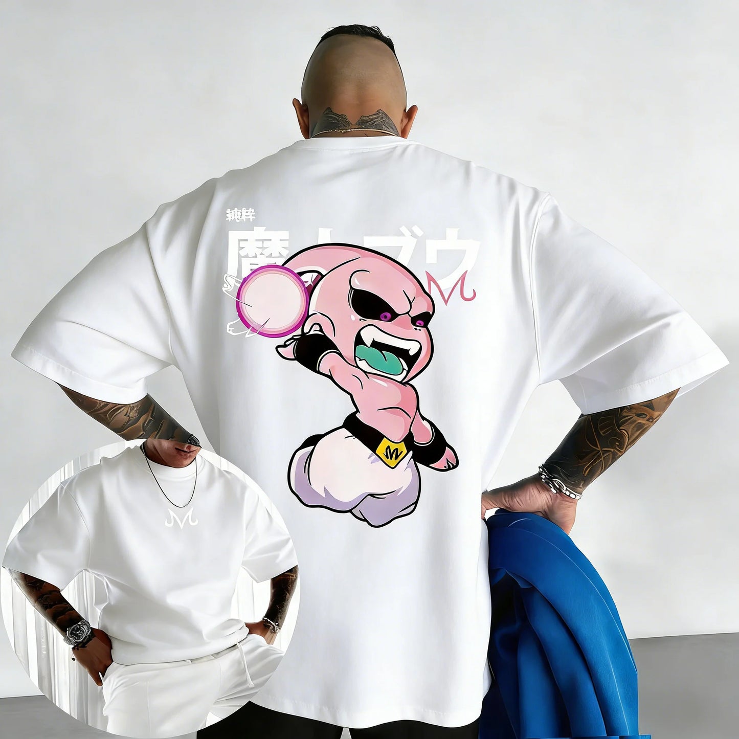 Dragon Ball: Anime Cotton T-shirt Summer New Majin Buu Printed Men's and Women's Street Hip Hop Casual Short Sleeve Top