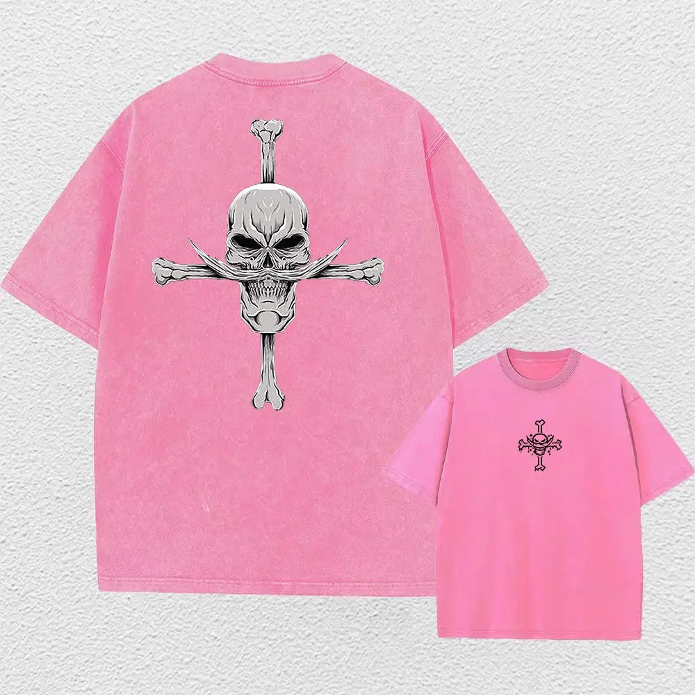 One Piece: Anime Print Washed T-shirt Men Hip Hop Streetwear Oversized Women Short Sleeved Graphic Tee Summer Harajuku Casual Top