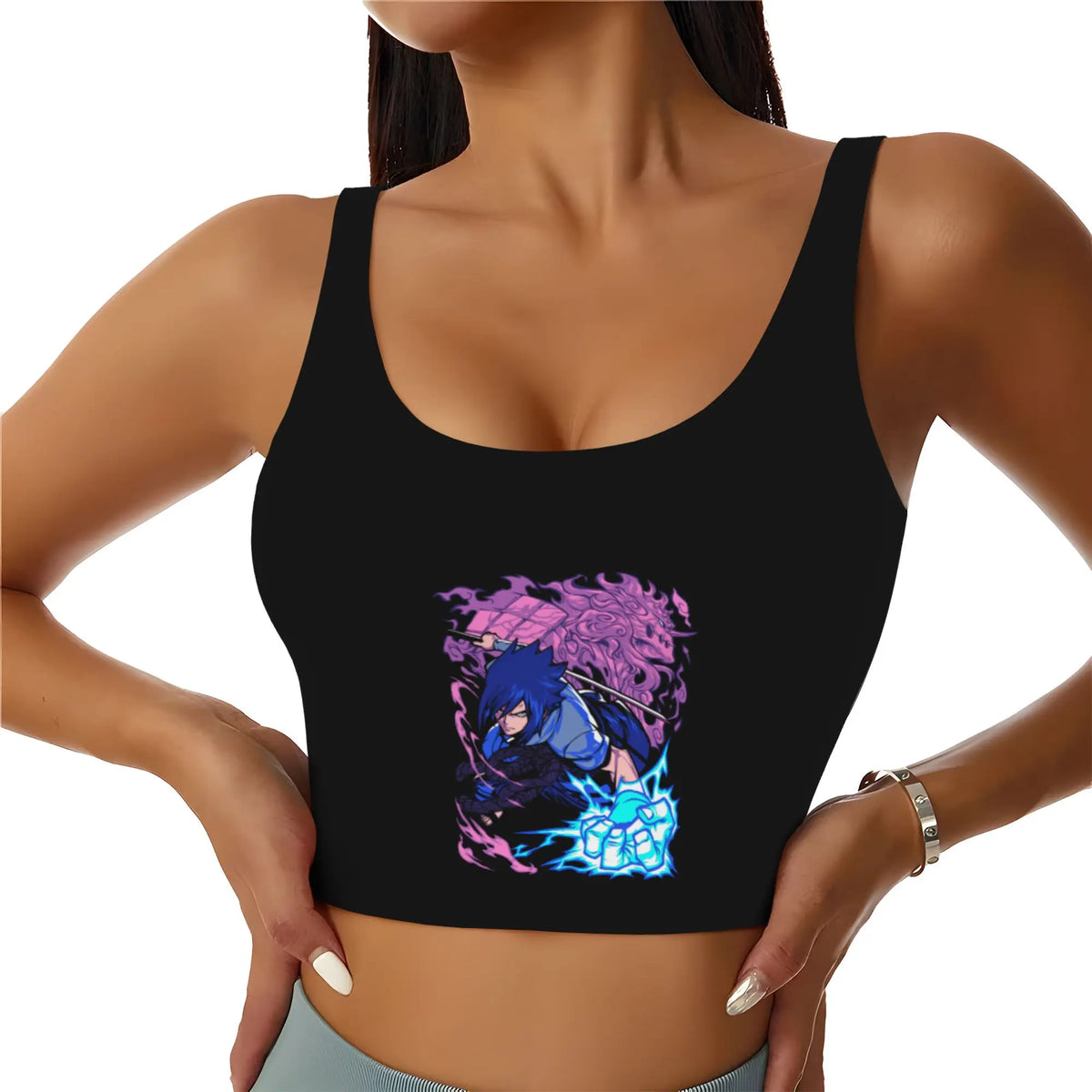 Naruto :Sasuke Uchiha Orochimaru  Sports Bra Women's Anime  Gym Workout Yoga Crop Top