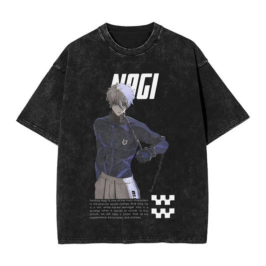 Blue Lock: ISAGI YOICHI T Shirt Printed Cotton Washed  Retro T-Shirts
