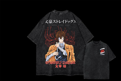 Bungo Stray Dogs:  Osamu Dazai Washed T Shirt Man Vintage Harajuku