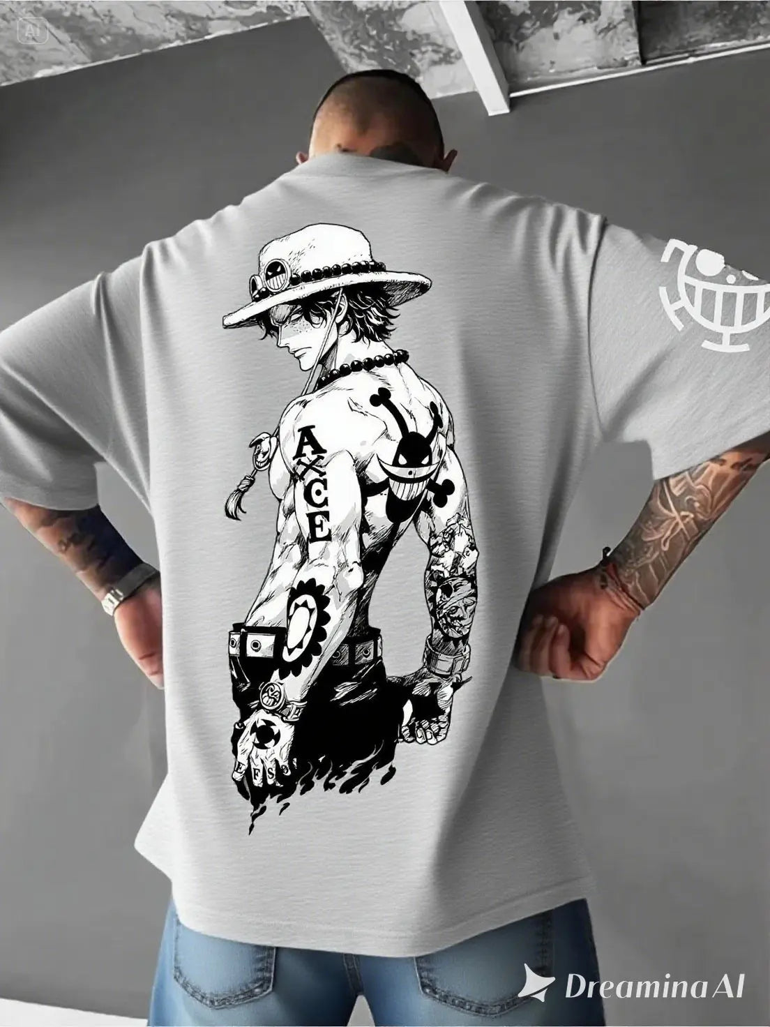 One Piece: Printed T-shirt Summer Short-sleeved Casual Tops Sailor Collar  Casual Wear Streetwear T-shirt