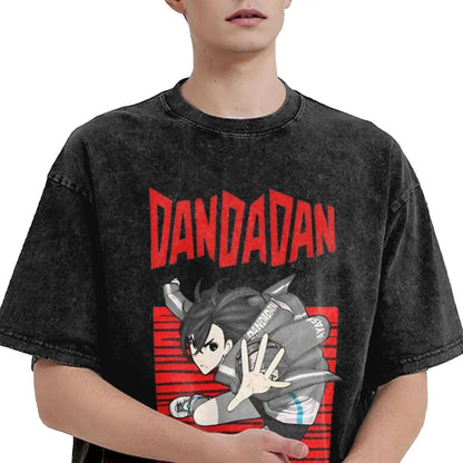 Dandadan: Arth Ken  T Shirts Hip Hop Washed 100% Cotton Harajuku T-Shirt Retro for Men Women Tops Streetwear