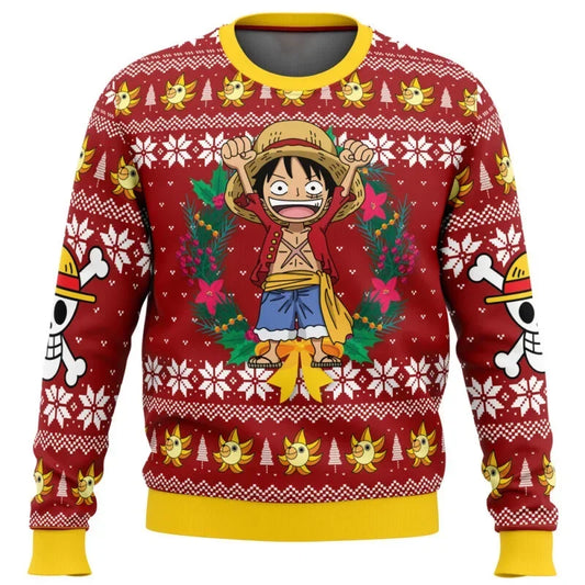 One Piece: Luffy Christmas One Piece Ugly Christmas Sweatshirt Cartoon Japan Anime Men Women Pullover Kawaii Tops Couple Hoodie