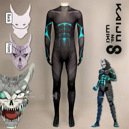 Kaiju No. 8: Kafka Hibino Cosplay Costume Mask Face Cover Jumpsuit Uniform Rompers Defense Force