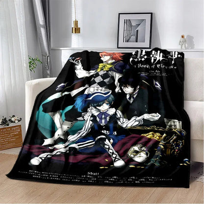 Cartoon Black Butler Anime 3D Blanket,Soft Throw Blanket for Home Bedroom Bed Sofa Picnic Travel Office Rest Cover Blanket Kids