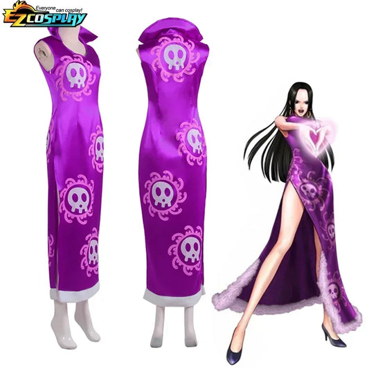 One PIece: Costume de Cosplay reine Boa Hancock, robe Kimono Anime, cape Cheongsam pour femmes, ensemble Cheongsam de carnava
