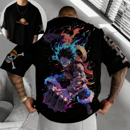 One Piece: Bandai Luffy and Zoro Printed Short-sleeved 2026 Summer Men's and Women's Loose, Breathable and Sporty Fashion T-shirt