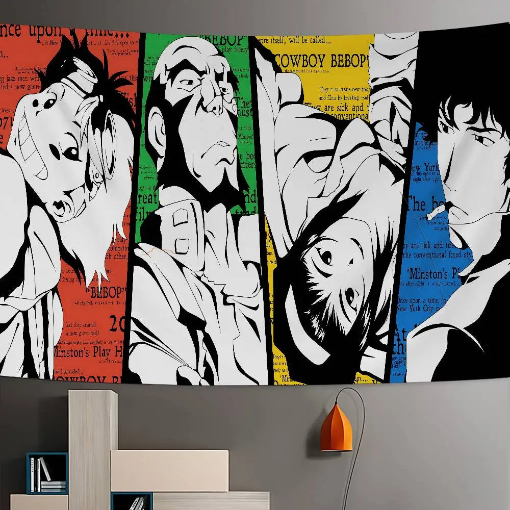 Cowboy Bebop: Anime Hanging Bohemian Tapestry Hanging Tarot Hippie Wall Rugs Dorm Home Decor