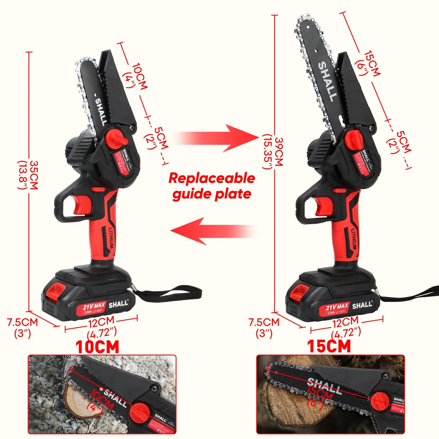 Chainsaw Man: SHALL 21V Electric Mini Chainsaw with 2 Battery 6 Inch