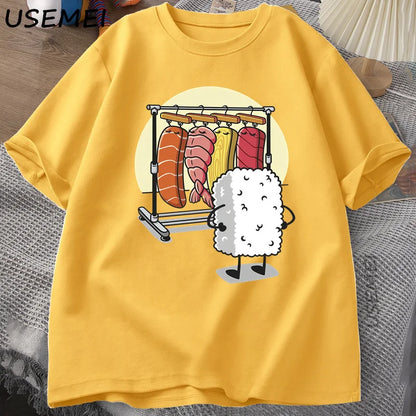 I.L.F.A: Sushi Wardrobe T Shirt Women Men Funny High Quality T-shirt Cotton Graphic T Shirts Loose Short-sleeve Pritned Tshirt Man Tops