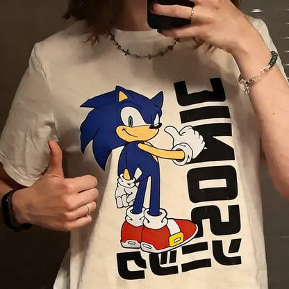 Sonic The Hedgehog: Print T-shirt Men's Shirt Women's Shirt Cotton Casual Short Sleeve O Neck Top Summer Y2K Ginza