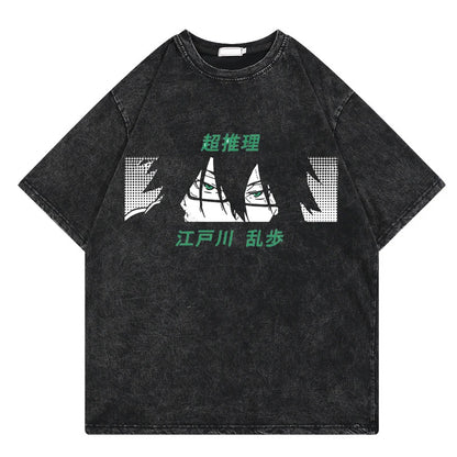Bungo Stray Dogs: Vintage Washed Tshirt Loose Y2k Streetwear Print Casual 100% Cotton Harajuku Cool Tops Tees For Men Women