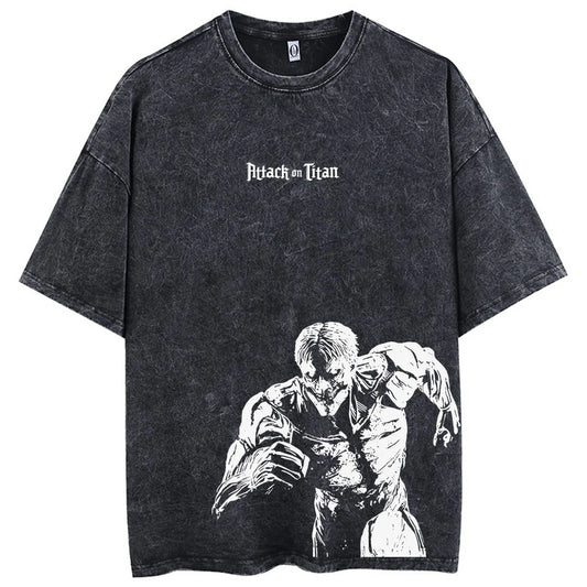 Attack On Titan :T-Shirt Hip Hop Streetwear Graphic Print Oversize Tshirt Short Sleeve Cotton Loose Vintage Tops