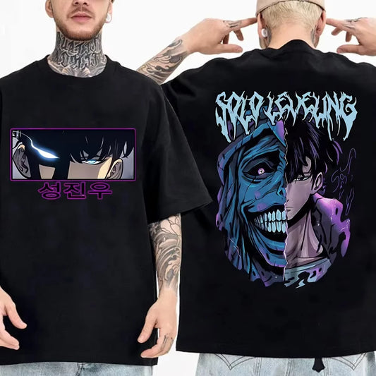 Solo Leveling: T Shirt Men Sung Jinwoo Graphic Tees Harajuku Short Sleeve