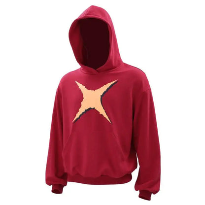 One Piece: DAZCOS Luffy Red Hoodie Polyester Luffy Printed Hoodie Cosplay Men Red Hoodie Pullover Costume with Pocket Daily Casual Wear