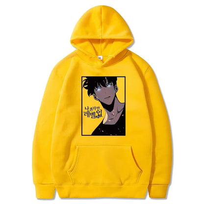 Solo Leveling: Hoodie Sung Jin Woo Printed Hooded Streetwears Winter Warm Fleece Sweatshirt Plus Size Pullover