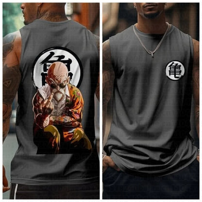 Dragon Ball: Master Roshi Anime Muscle Tank Top Men Streetwear Sleeveless Shirt Summer Graphic Print Casual Fitness Workout Vest