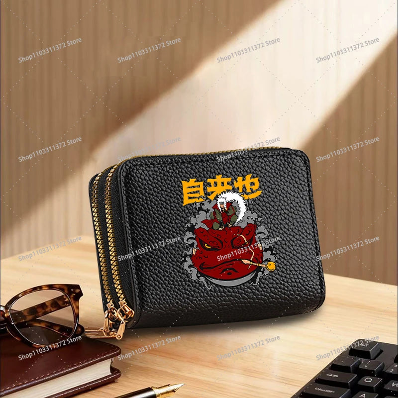 Naruto: Leather Wallet Cute Cartoon Printed Bags Fashion Zipper Short Coin Purse Multi-slot Bank Card Storage Bag Birthday Gift