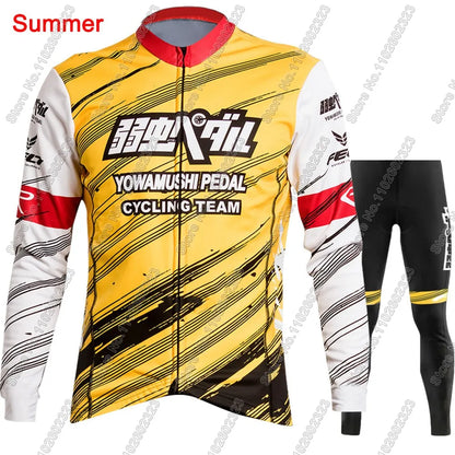 YOWAMUSHI PEDAL:Cycling Jersey 2025 Set Team Long Sleeve Cycling Clothing Bike Thermal Jacket Suit Pants Bib MTB Ropa Maillot