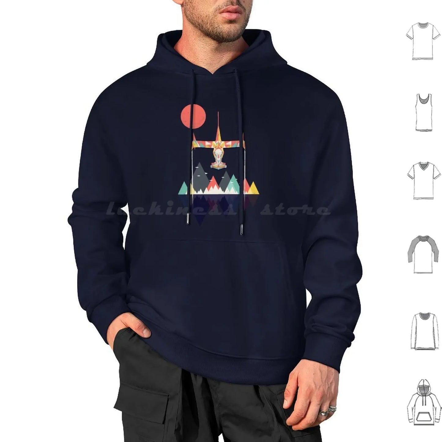 Cowboy Bebop: Swordfish Sunset Hoodie cotton Long Sleeve Sunset Geometric Space Mountains Swordfish Spike Colorful