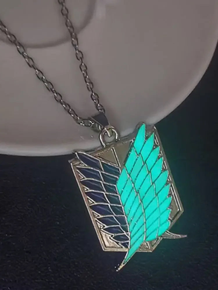 Attack On Titan: Necklace Wings Of Liberty Freedom Scoring Legion Logo Alloy Fluorescent Necklace Fan Gift
