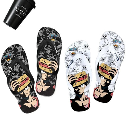 One Piece: Slides Luffy Cartoon Flip Flops Slippers - Non-Slip Outdoor Summer Sandals Unisex for Adults Cartoon eva slippers