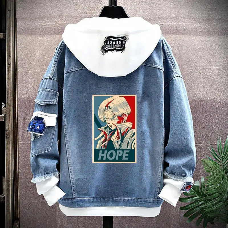 Dragon Ball: Vegeta Son Goku Gogeta Fashionable patchwork loose hooded spring and autumn denim jacket for boys handsome outfit