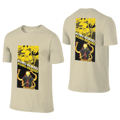 Assassination Classroom: Octopus Koro Sensei Men T-Shirt Double Sided Plus Size T Shirts Men's O-Neck Cotton Tees Short Male