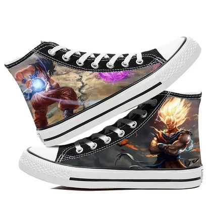 Dragon Ball:  Hand-painted graffiti printing men's high-top canvas shoes goku