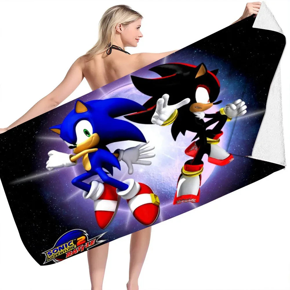 Sonic the Hedgehog: Beach Towel Beach Towel Quick Dry Absorbent Towel Fitness Bath Towel Adult Kids Holiday Gifts