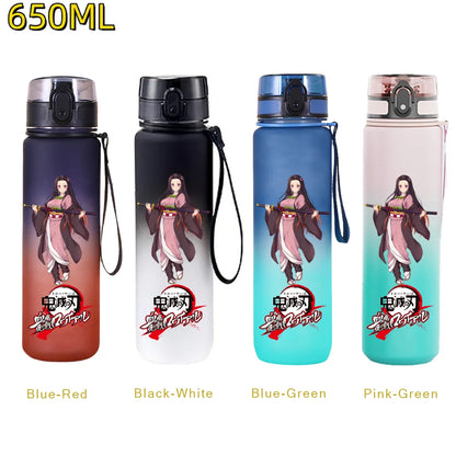 Demon Slayer: 650ML Kamado Tanjirou Water Bottle Kamado Nezuko Kochou Shinobu Fitness Drink Bottle Kettle Travel Office Jugs