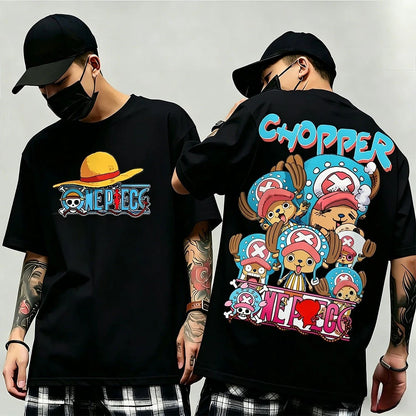 One Piece: Summer New Arrival: Pattern T-shirt, unisex, anime print, casual short-sleeved, fashionable streetwear top, Y2K style.