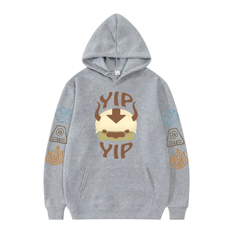 Avatar The Last Airbender: Hoodie Men's and Women's Couple Appa YIP Letter Printed Brushed Anime Sports Shirt Pullover Top