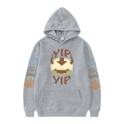 Avatar The Last Airbender: Hoodie Men's and Women's Couple Appa YIP Letter Printed Brushed Anime Sports Shirt Pullover Top